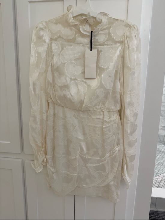 SALONI Dresses & Skirts - Saloni Ivory Floral Jacquard Long Sleeve Mini Dress